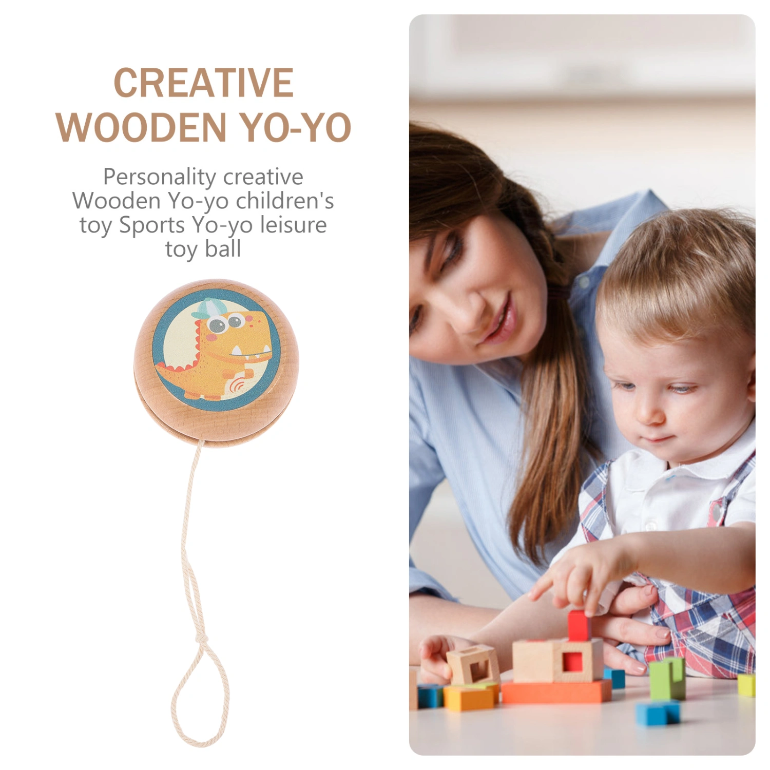 Cartoon Children's Yo-Yo Toy Wooden Yo-Yo Plaything Kids Outdoor Yo-Yo Toy