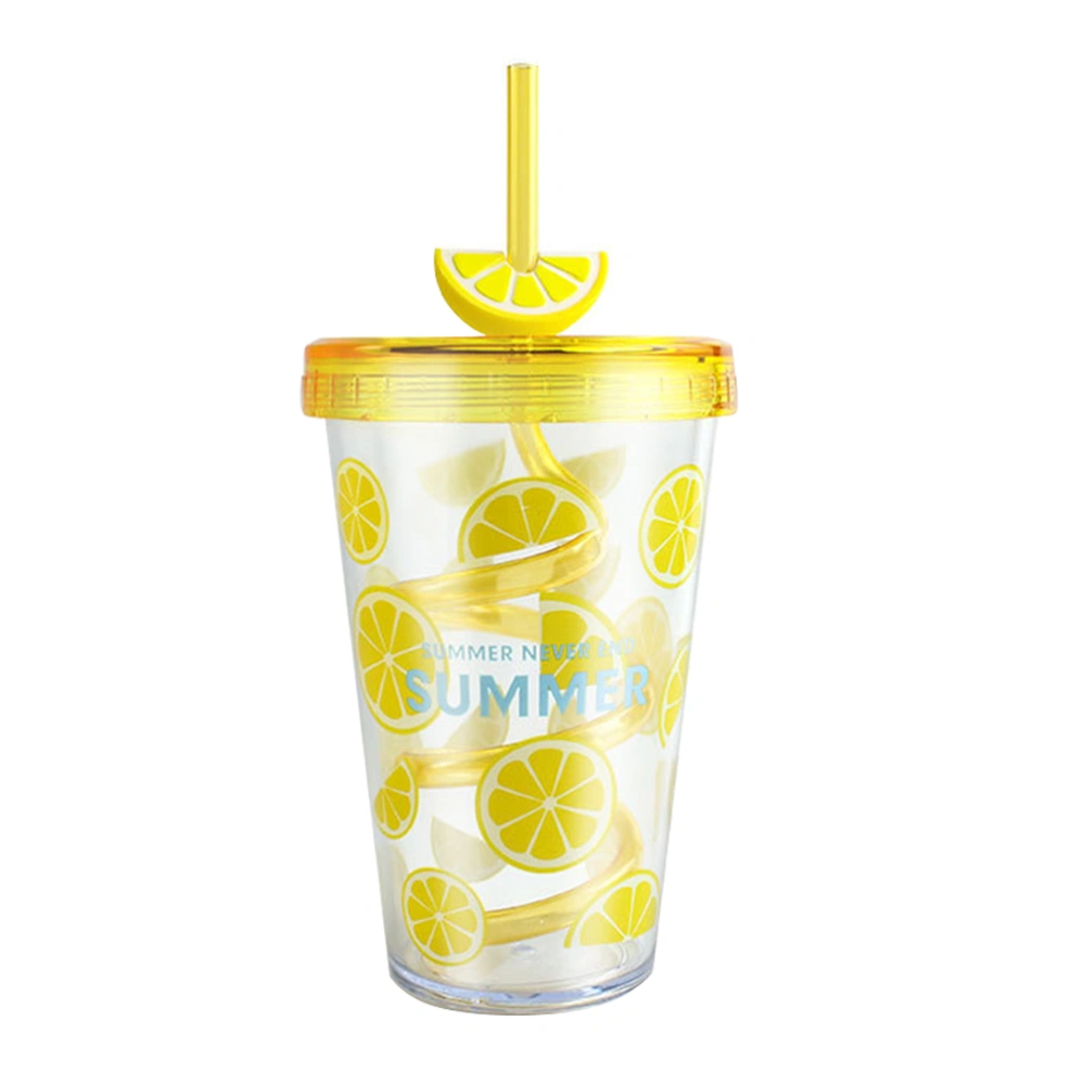 1Pc Summer Rotatable Straw Cup Plastic Water Cup Fashion Coffee Mug Portable Water Container for Home Office Outdoor (Green Avocado)