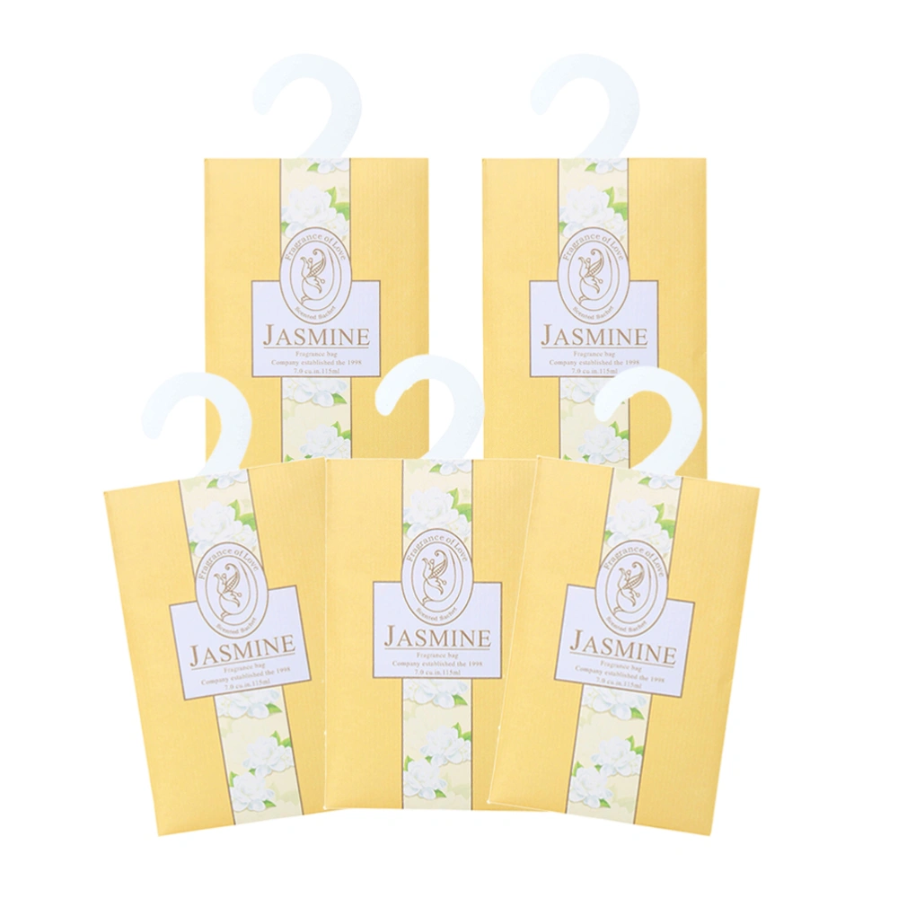 5 Pcs Jasmine Scented Sachets Bag Yellow Air Freshener for Drawers Closets and Lovely Fresh Fragrance