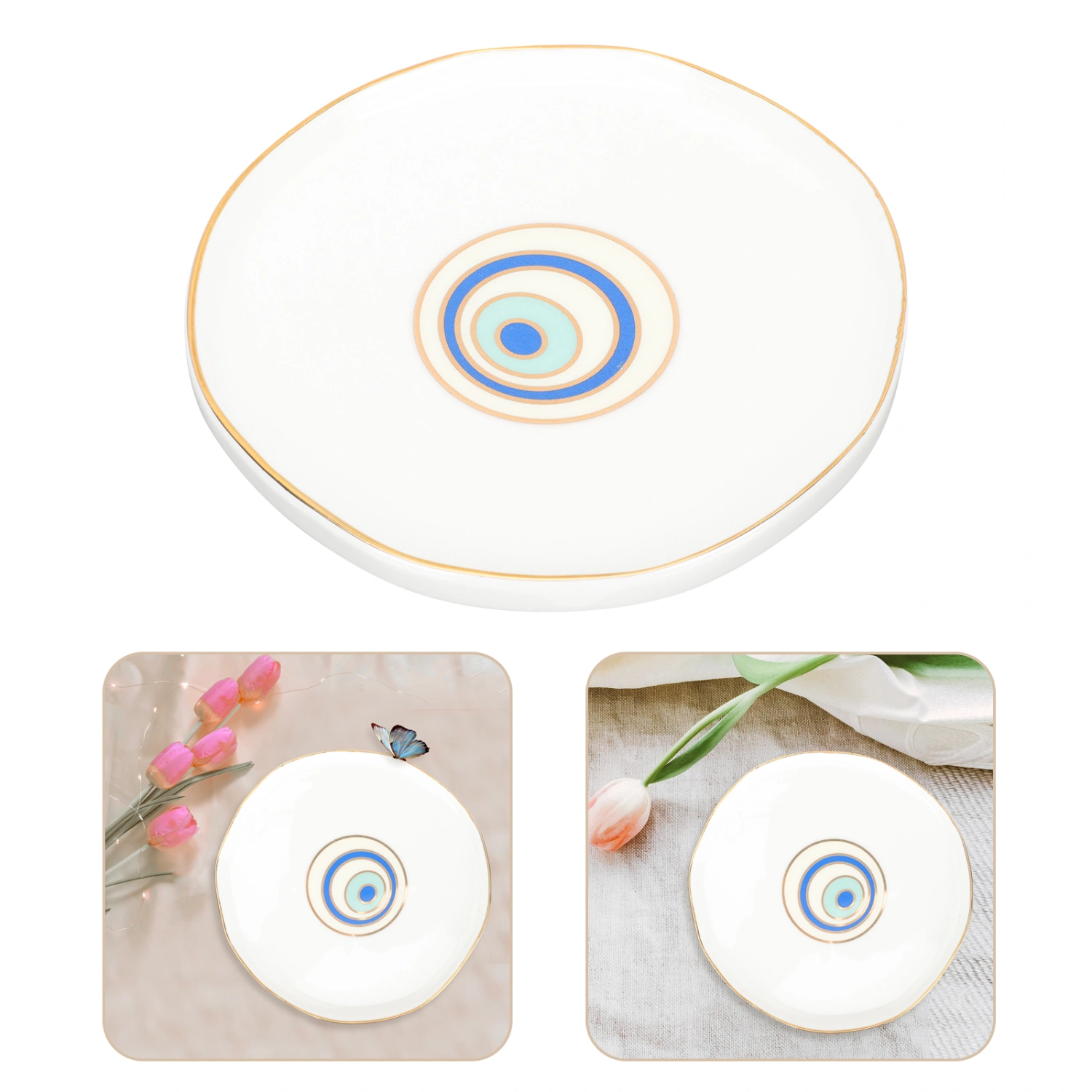 Creative Ceramic Jewelry Storage Plate Earring Bracelet Plate Home Supplies