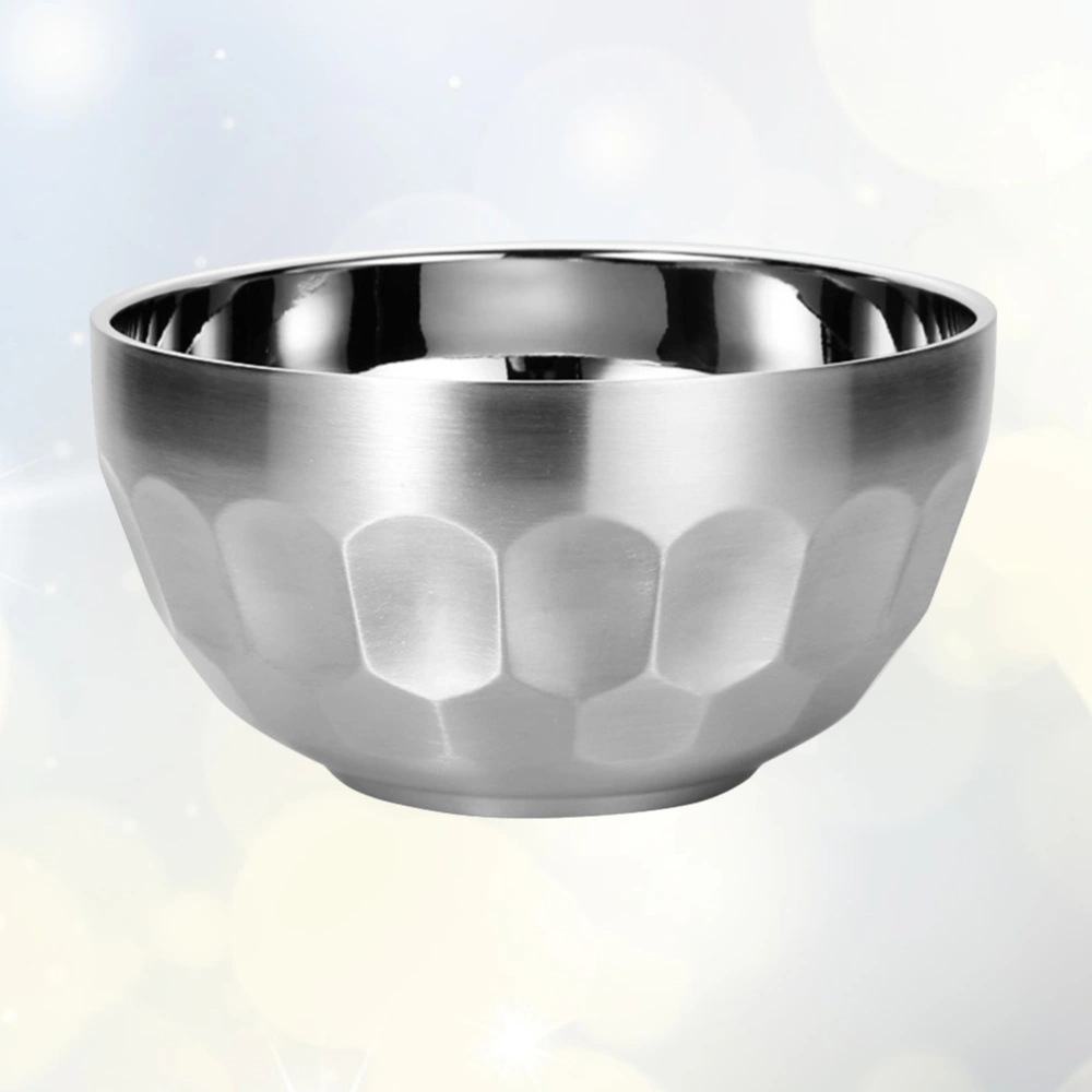 304 Stainless Steel Double Layers Insulated Thickened Bowl Food Bowl Salad Bowl (Silver 15.9cm)