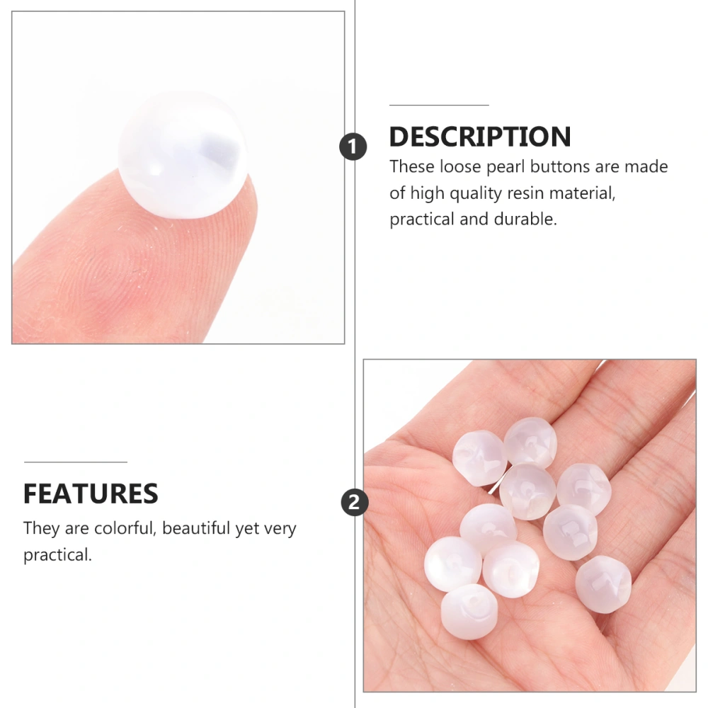 10pcs Circular Bead Buckle Imitation Jade Buttons Loose Pearl Shirt Button