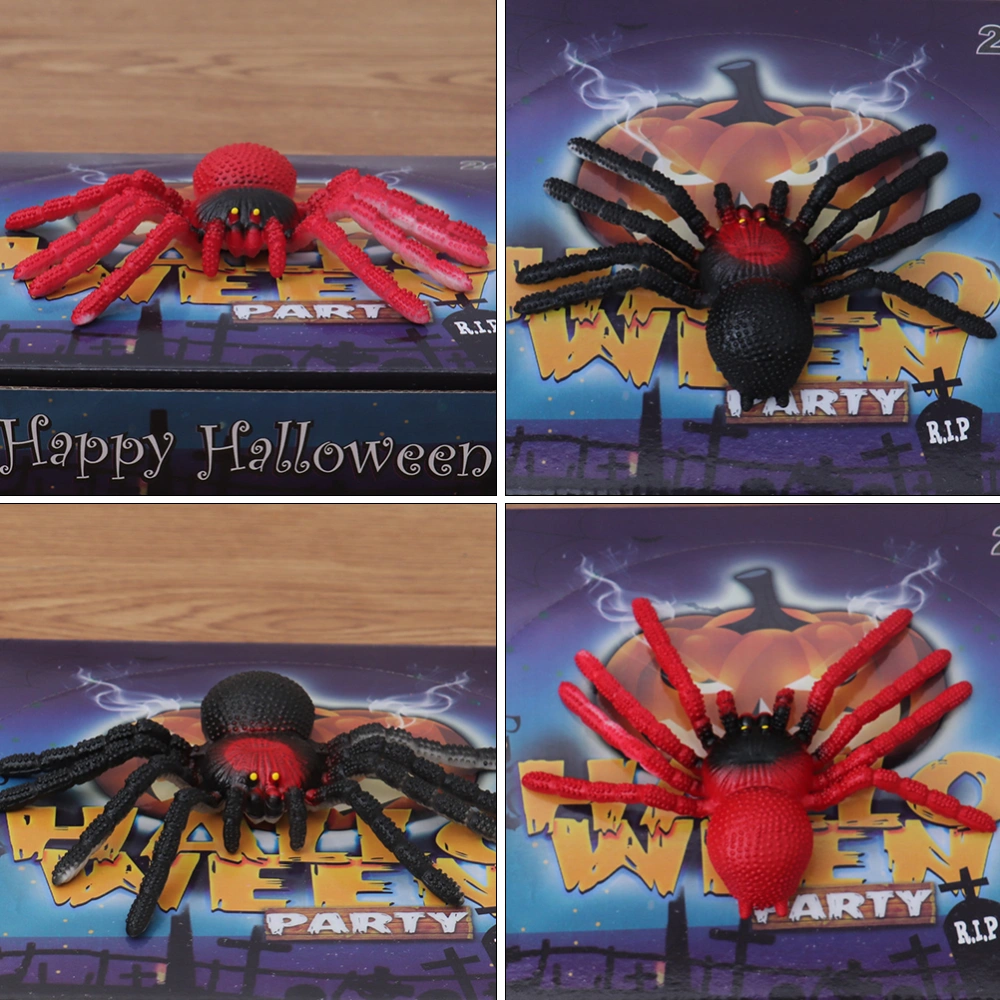 6pcs Halloween Simulated Spider Prank Toys Horror Plaything Assorted Color