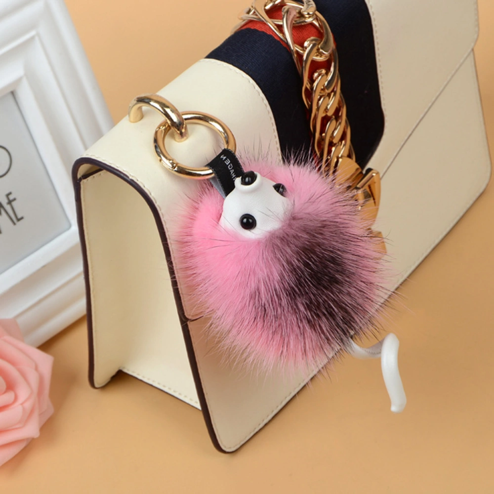 Bushy Plush Hedgehog Keychain Decorative Key Ring Keychain Keyfob Decoration Ornaments Pendant Charm For Handbag Purse Backpack Trinket Souvenir Gift (Pink)