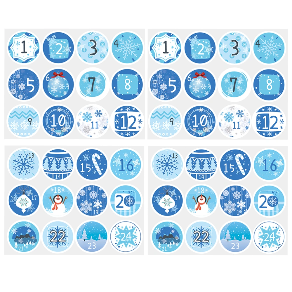 20 Sheets Xmas Snowflakes Digital Calendar Countdown Sticker Gift Bag Digital Sticker