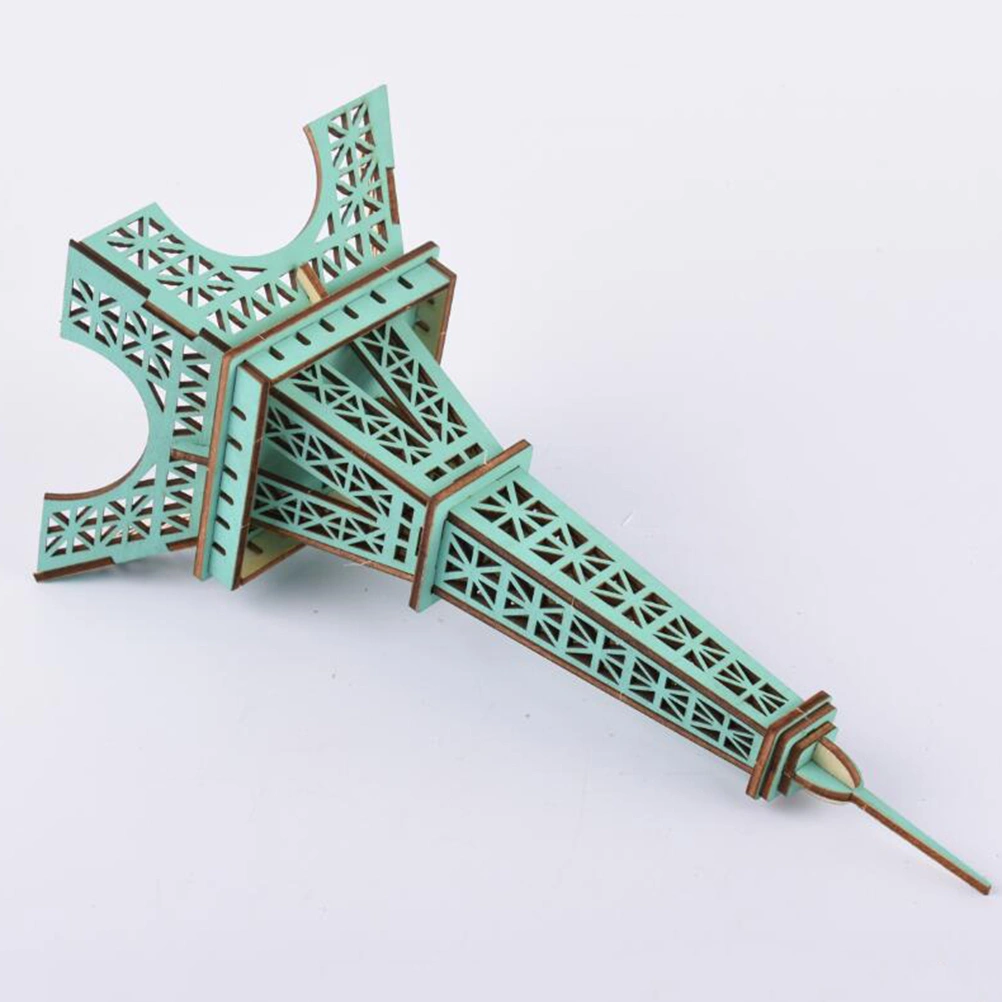 3D Wooden Eiffel Tower Puzzle Educational Board Toy DIY Funny Jigsaw for Kids Children (Green)