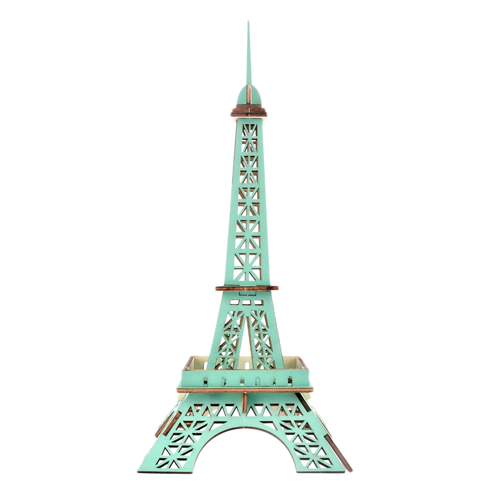 3D Wooden Eiffel Tower Puzzle Educational Board Toy DIY Funny Jigsaw for Kids Children (Green)