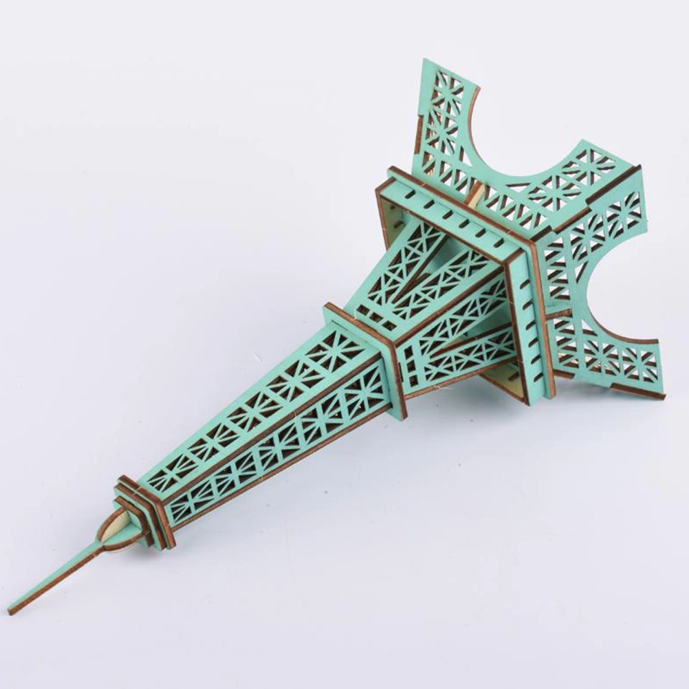 3D Wooden Eiffel Tower Puzzle Educational Board Toy DIY Funny Jigsaw for Kids Children (Green)