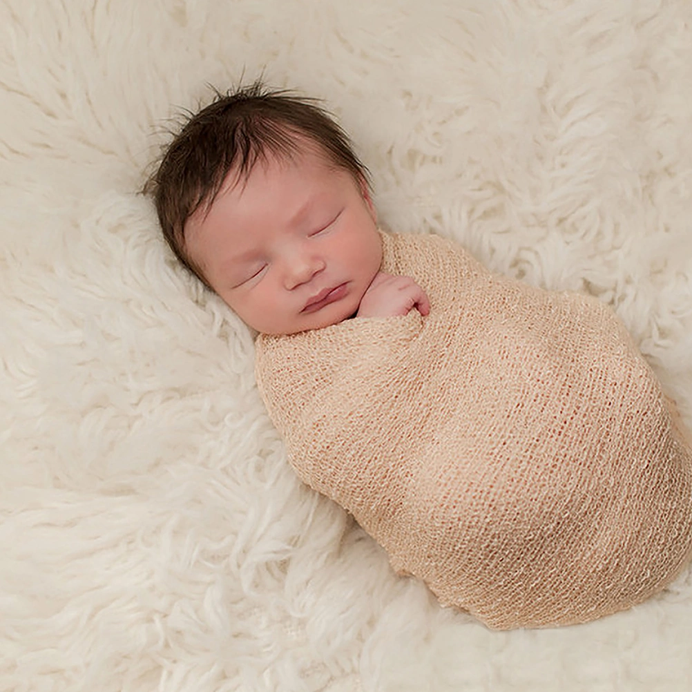 1 Set Elastic Newborn Swaddle Wrap and Hat Baby Photography Blanket Props