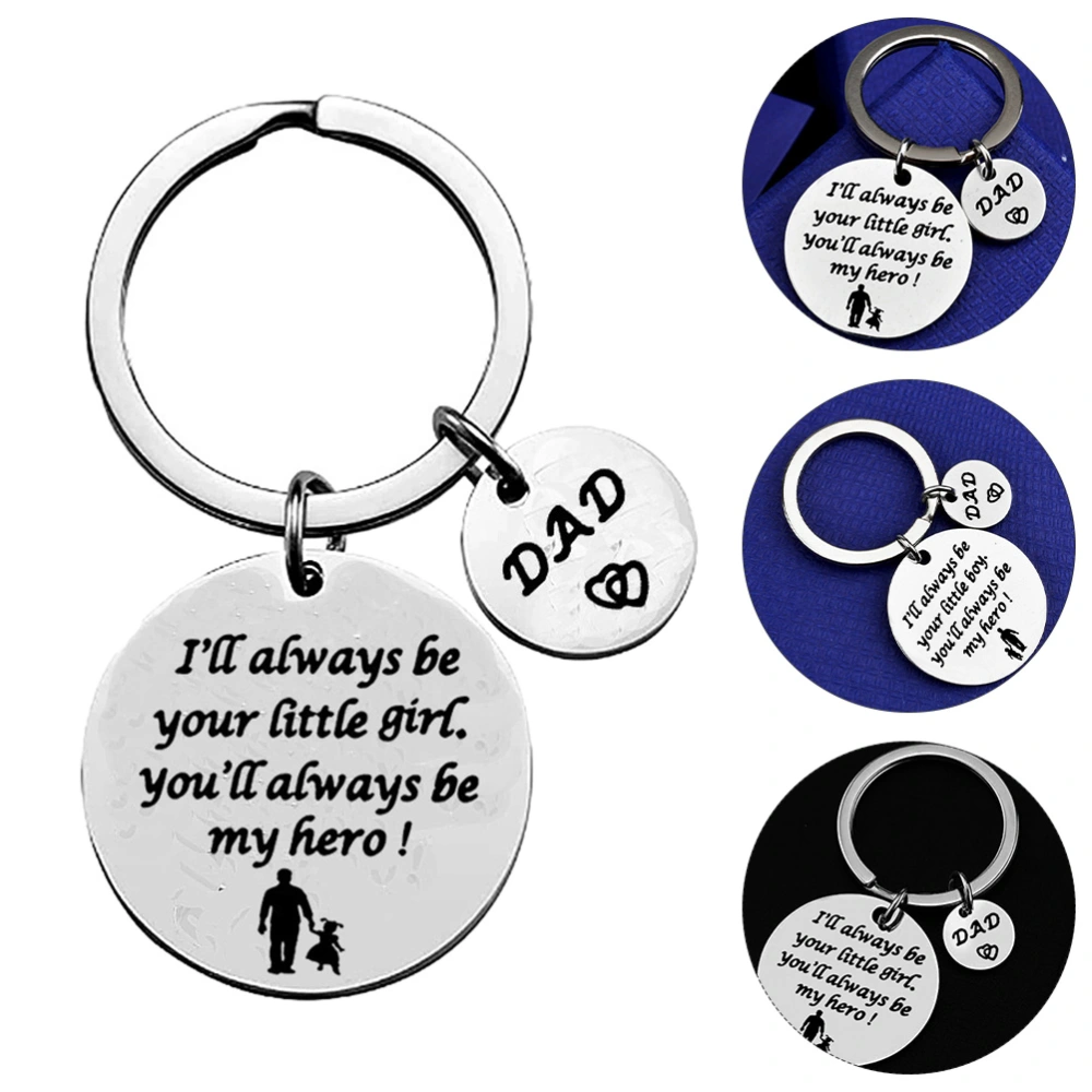 1 Set 2 Pcs Stainless Steel Key Chains Creative Father's Day Gifts (Silver)