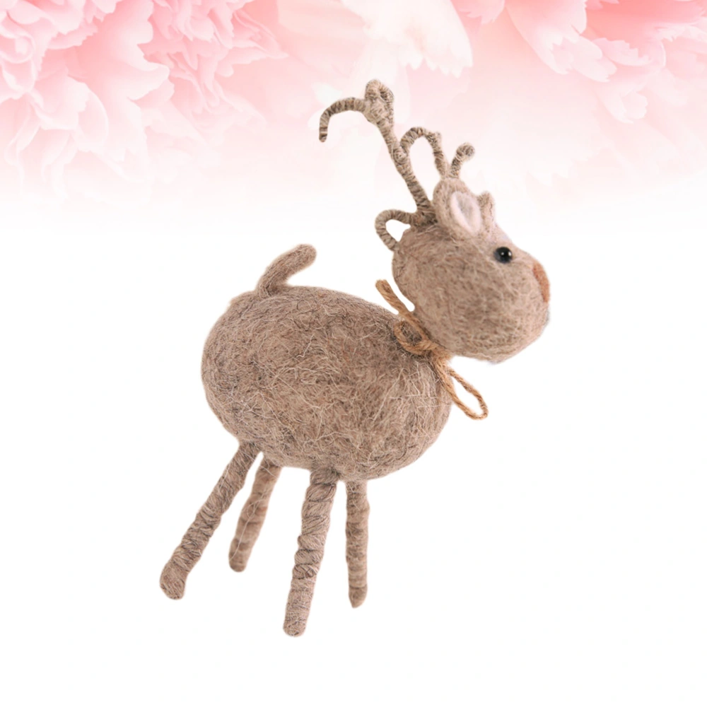 Christmas Wool Felt Elk Plush Doll Adorable Toy Desktop Ornament for Home Decor Showcase - Size L (Dark Grey)