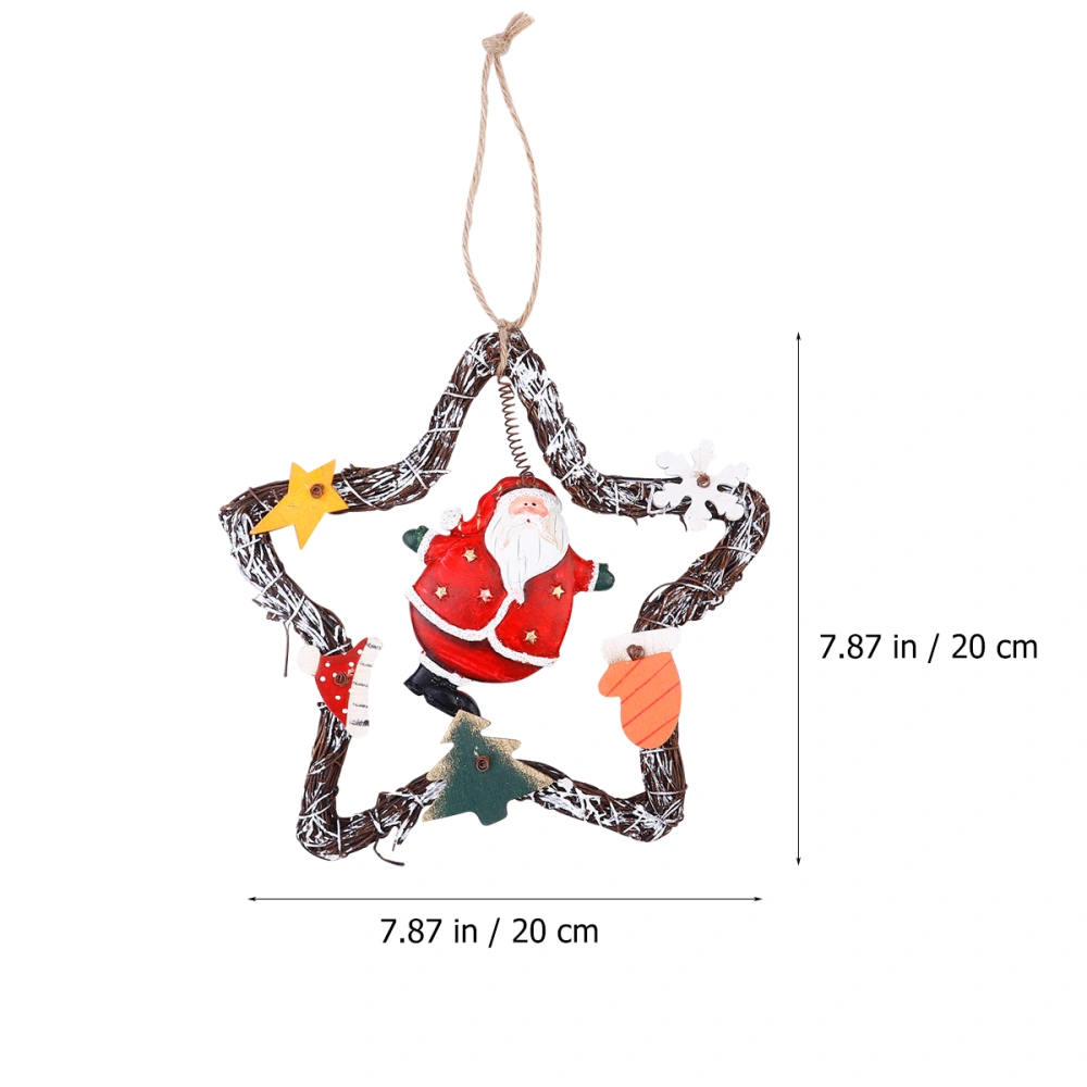 Xmas Door Garland Christmas Door Hanging Pendant Pentagram Hanging Wreath