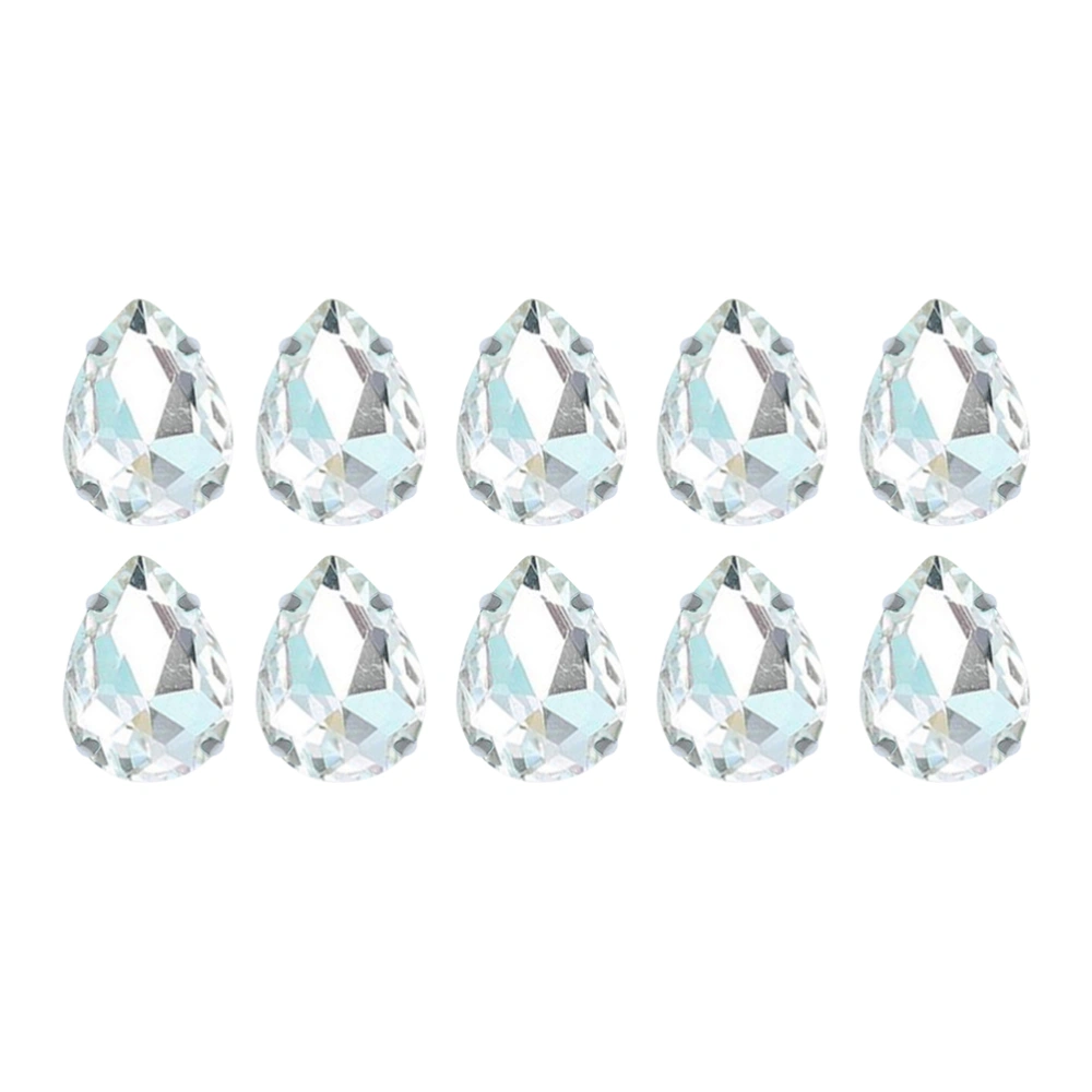 50pcs Crystal Claw Glass Rhinestones Sewing Rhinestones Water Drop Sew On Claw Rhinestones Teardrop for Garment(White/18x25mm)