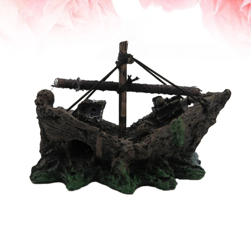 1pc Water Landscape Decoration Simulation Ship Model Fish Tank Ornament Resin Art Craft for Home Store Shop