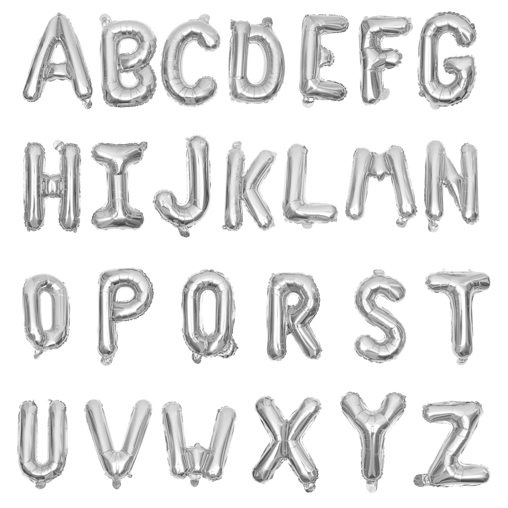 16inch Alphabet Foil Balloon A-Z Optional 26 Letters Balloons Birthday Wedding Party Festival Decoration Supplies (Silver)