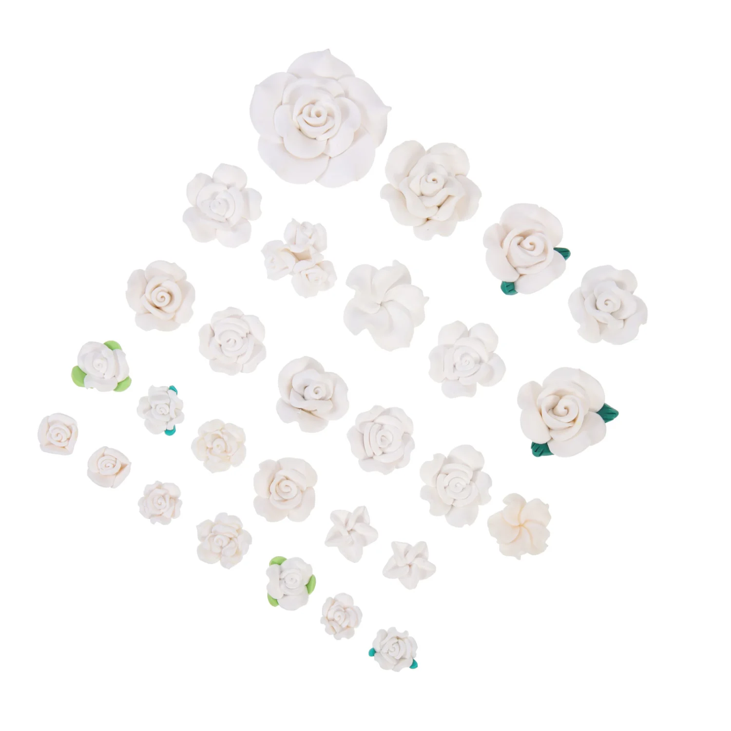 28pcs Polymer Clay Flower Charms 3D Flower Patches Phone Case Ornaments