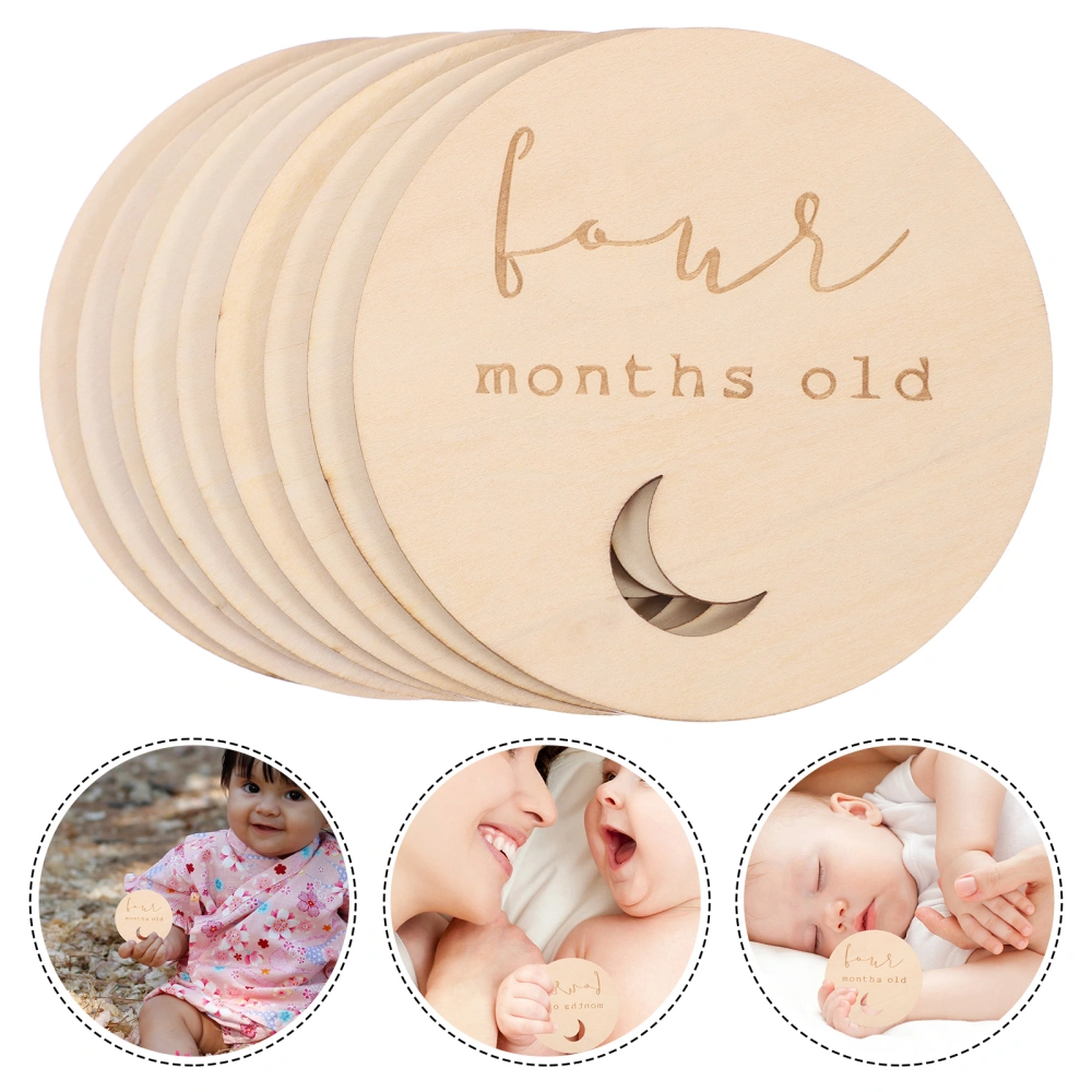 14pcs Baby Milestone Cards Wooden Monthly Milestone Discs Baby Photo Props