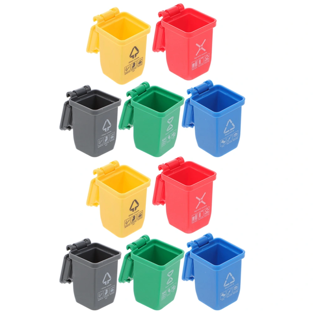 10pcs Mini Trash Can Model Doll House Trash Can Sorting Garbage Can Miniature Scene Model