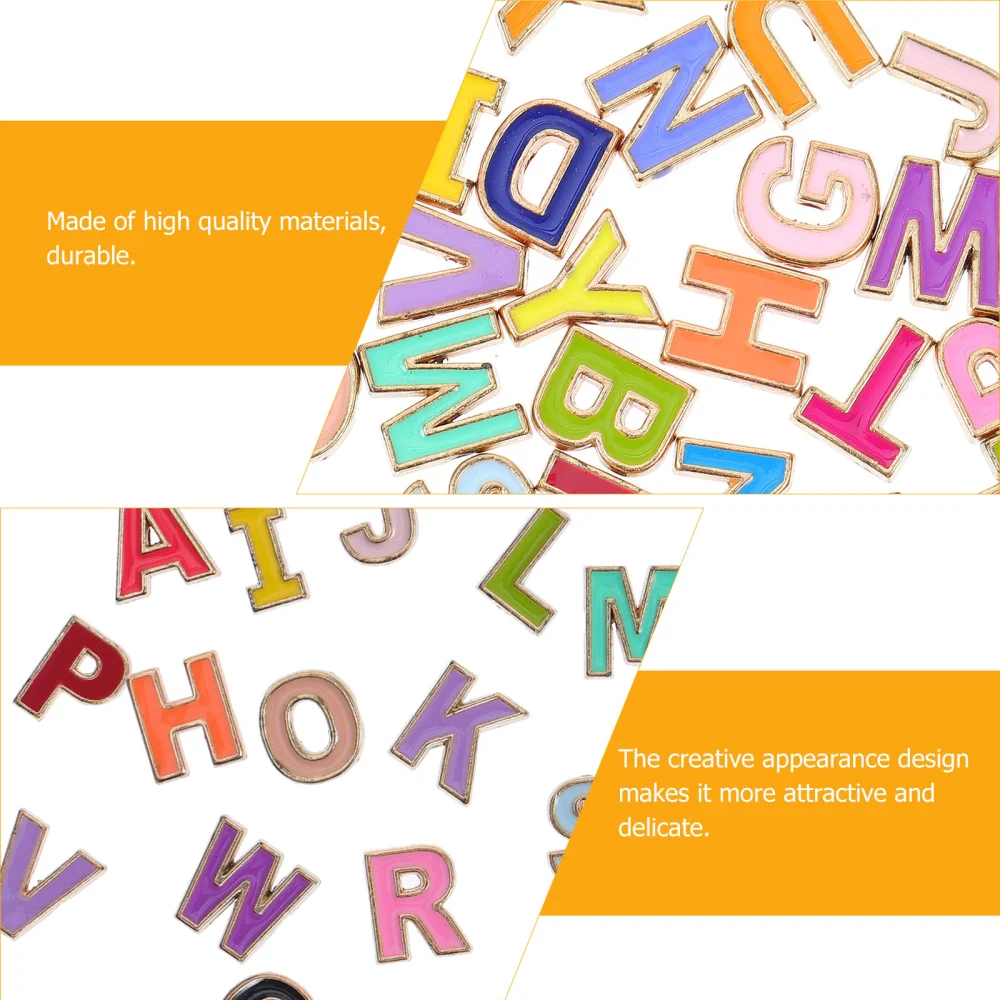 26Pcs Colorful Alloy Alphabet Letter Shape Beads Charms for Jewelry Making