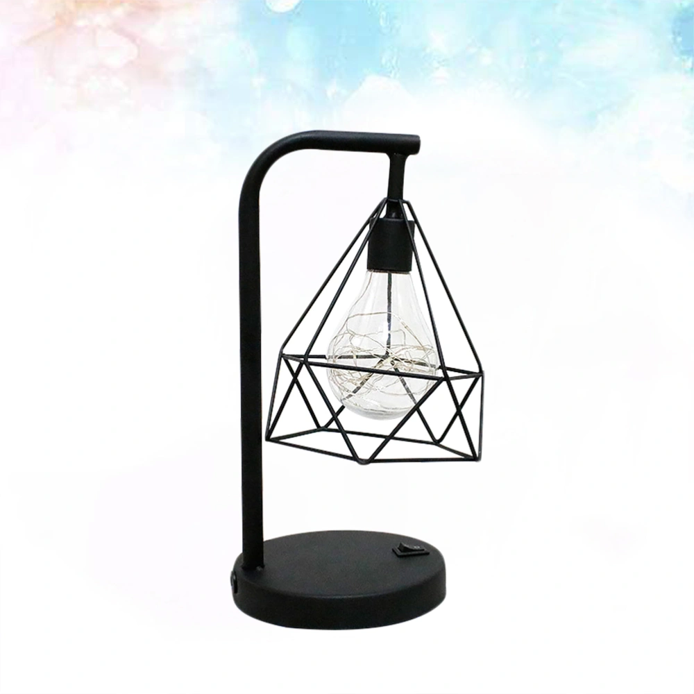 Simple LED Iron Art Copper Wire Bulb Lamp Bedside Metal Cage Table Light Decoration without Battery for Bedroom Home