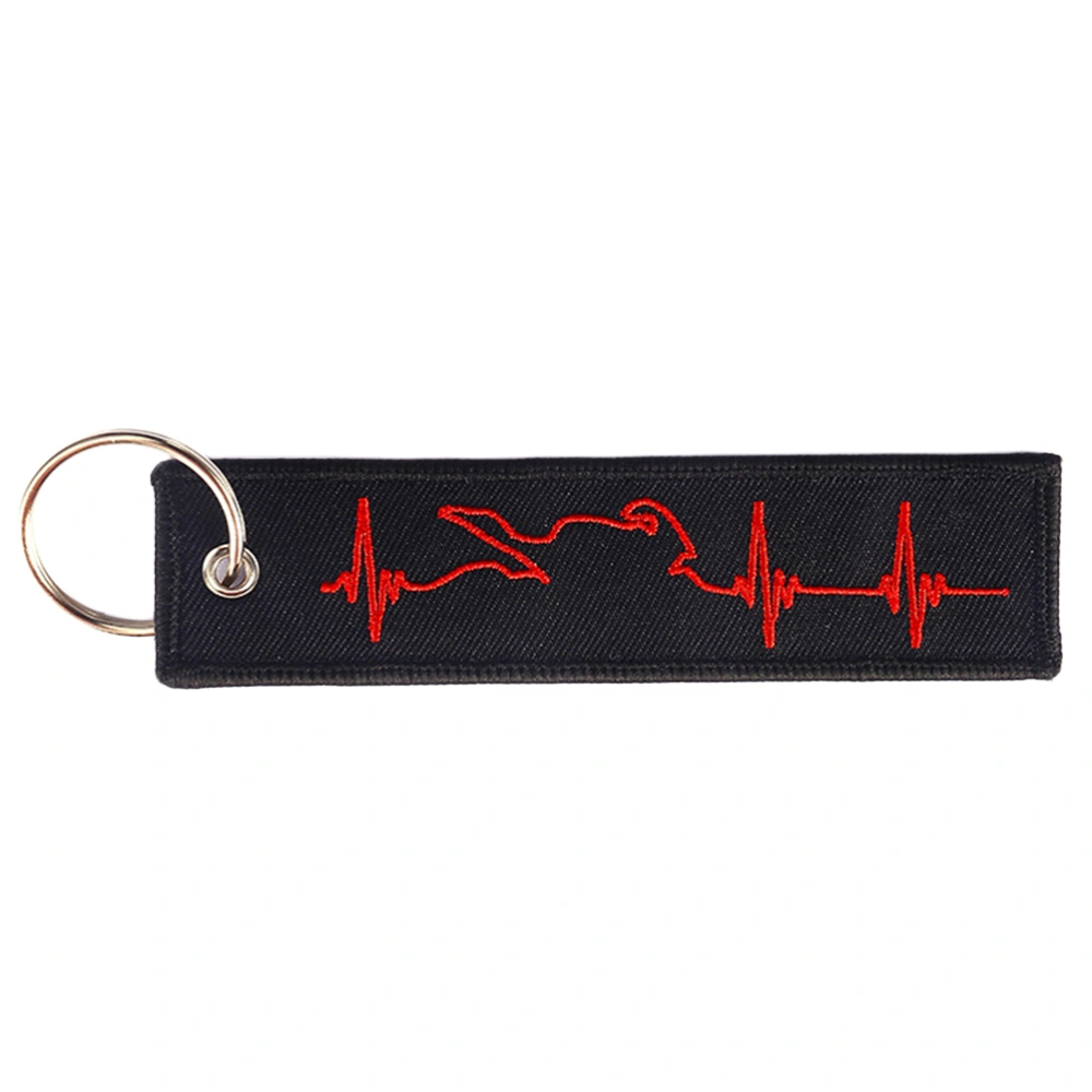 Creative Embroidery Electrocardiogram Keychain Key Ring Chain Metal Keychain for Home