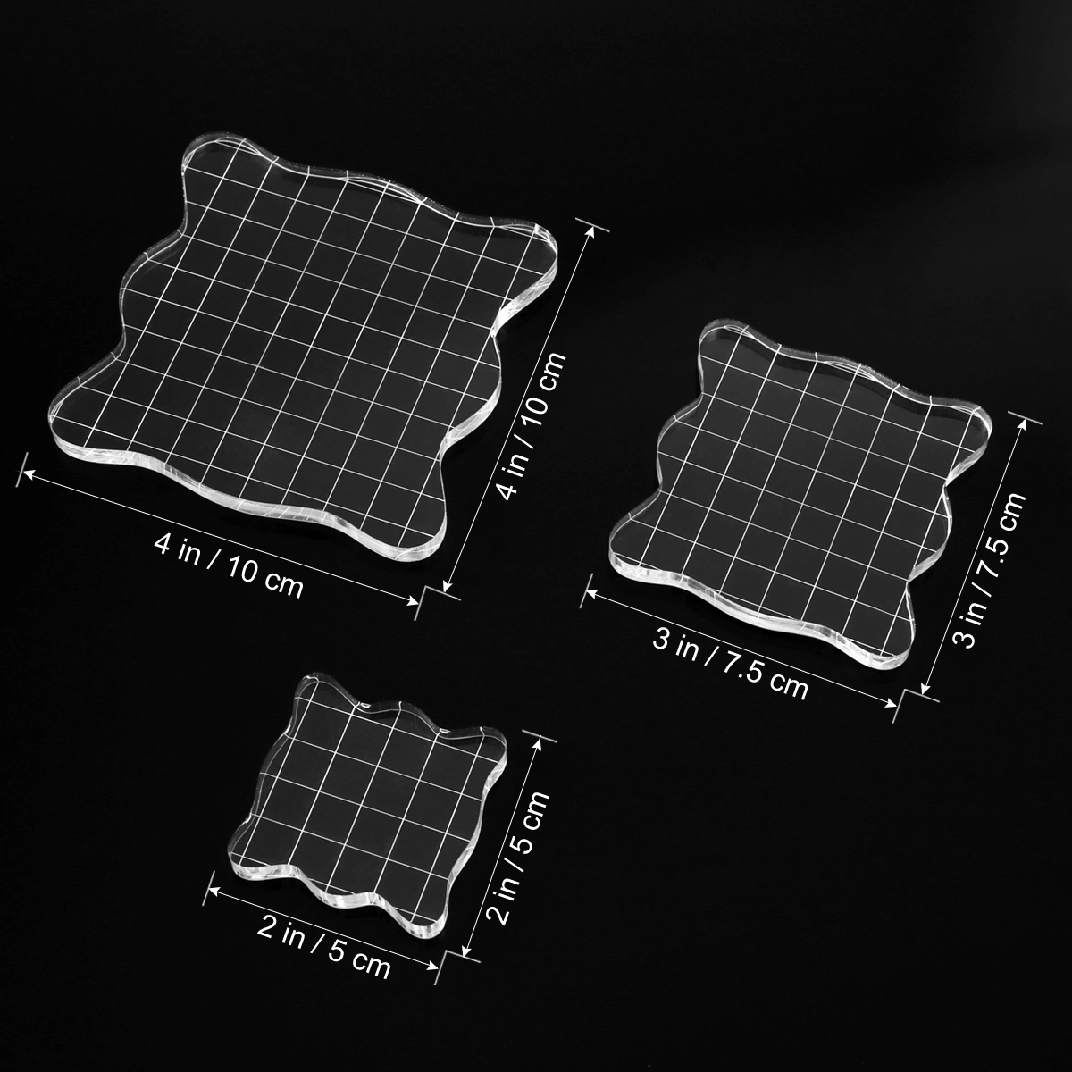 ROSENICE 3pcs Acrylic Clear Rubber Stamping Blocks Set with Grid Essential Stamping Tools for Scrapbooking Crafts Making