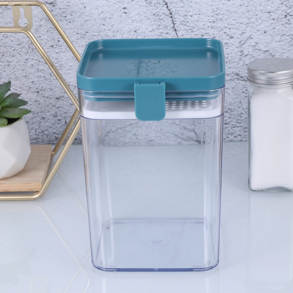 Transparent Grains Storage Tank Storage Jar Sealed Can Food Storage Container with Mesh Sifter Barrier (Size M 1000ml Blue)