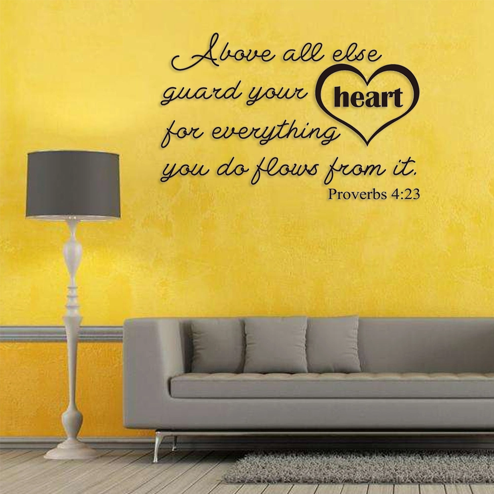 Proverbs 4:23 Bible Verse Wall Decal Quote Vinyl Wall Art Sticker (Black)