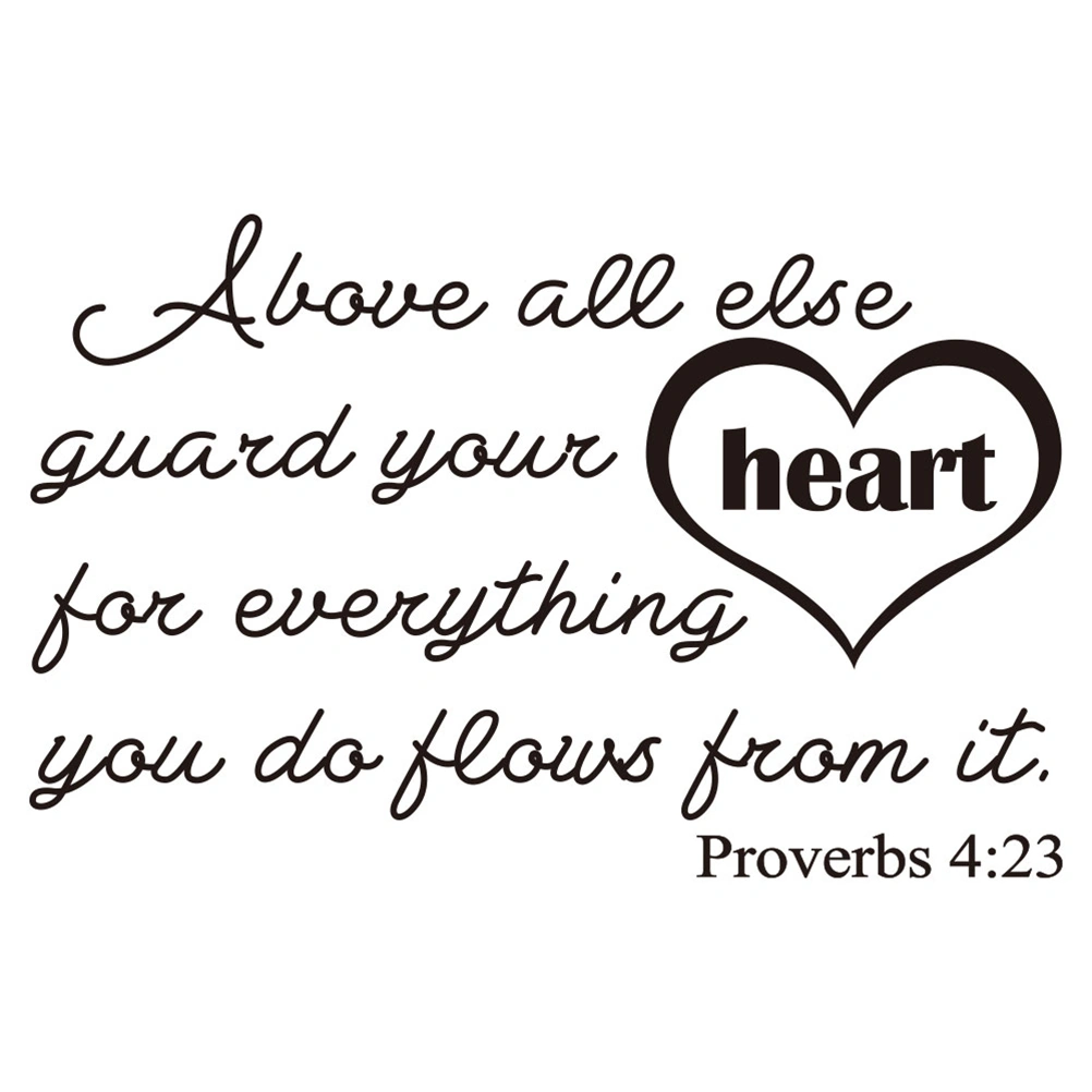 Proverbs 4:23 Bible Verse Wall Decal Quote Vinyl Wall Art Sticker (Black)