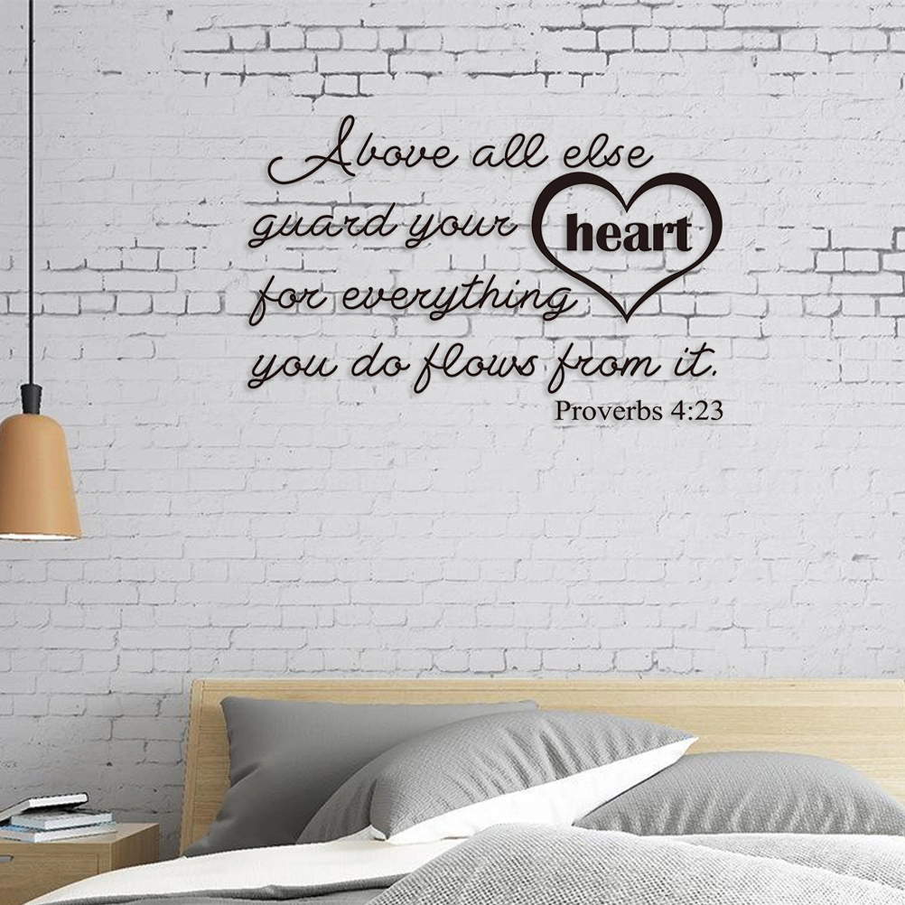 Proverbs 4:23 Bible Verse Wall Decal Quote Vinyl Wall Art Sticker (Black)
