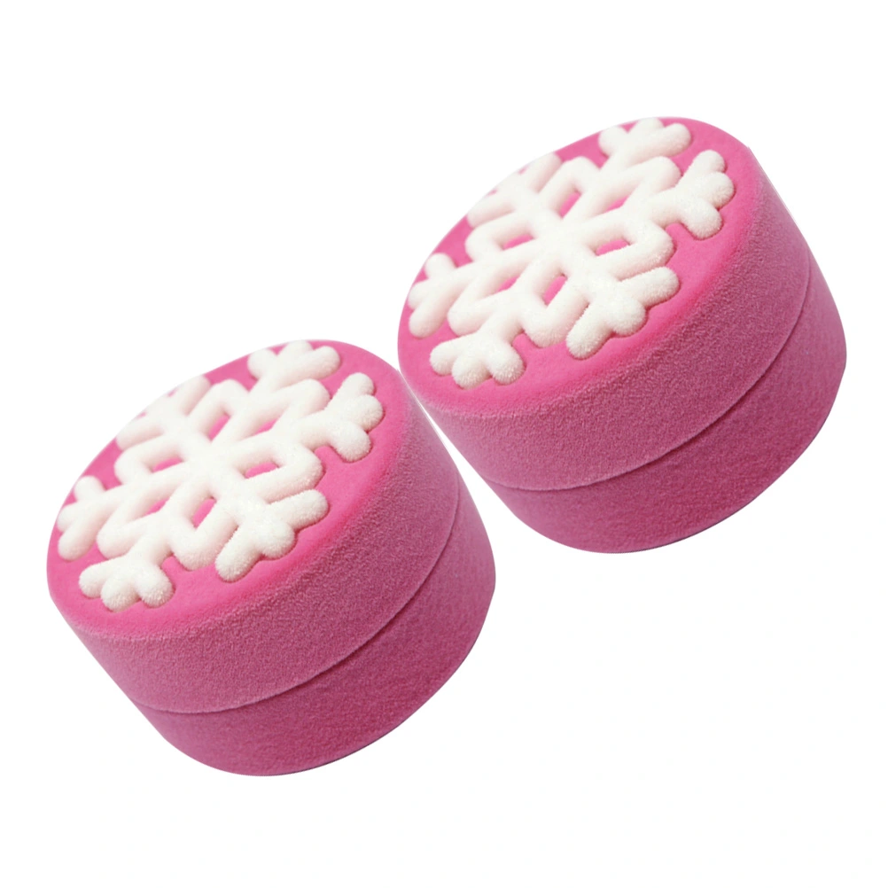 2Pcs Exquisite Ring Box Snowflake Pattern Earring Case Ring Display Box Wedding Jewelry Packaging Box (Pink)