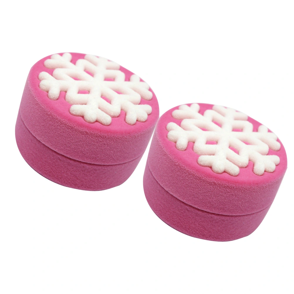 2Pcs Exquisite Ring Box Snowflake Pattern Earring Case Ring Display Box Wedding Jewelry Packaging Box (Pink)