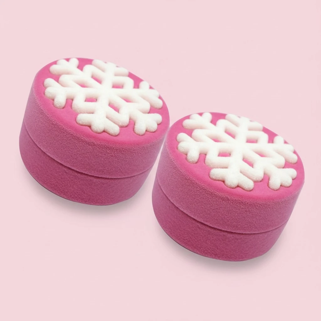 2Pcs Exquisite Ring Box Snowflake Pattern Earring Case Ring Display Box Wedding Jewelry Packaging Box (Pink)