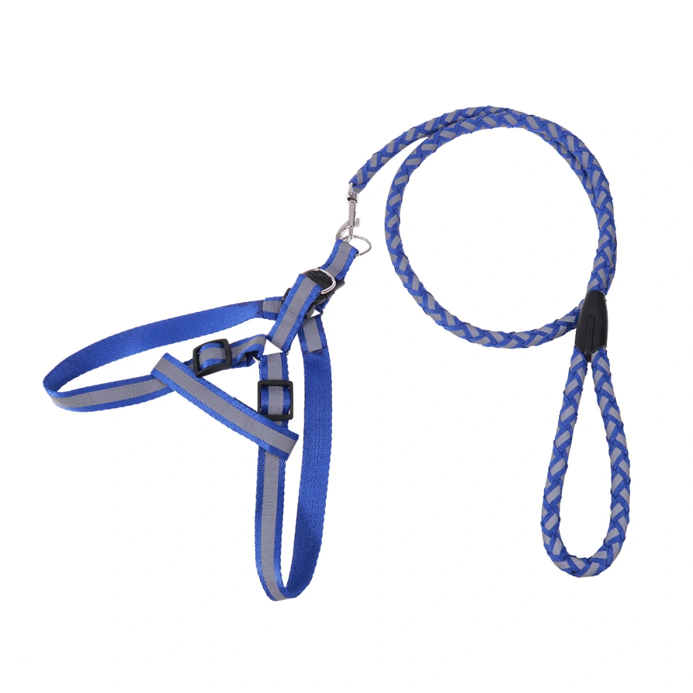 Adjustable Pet Dog Puppy Cat Harness With Leash Reflective Walking Leash 1.2x120cm (Blue)