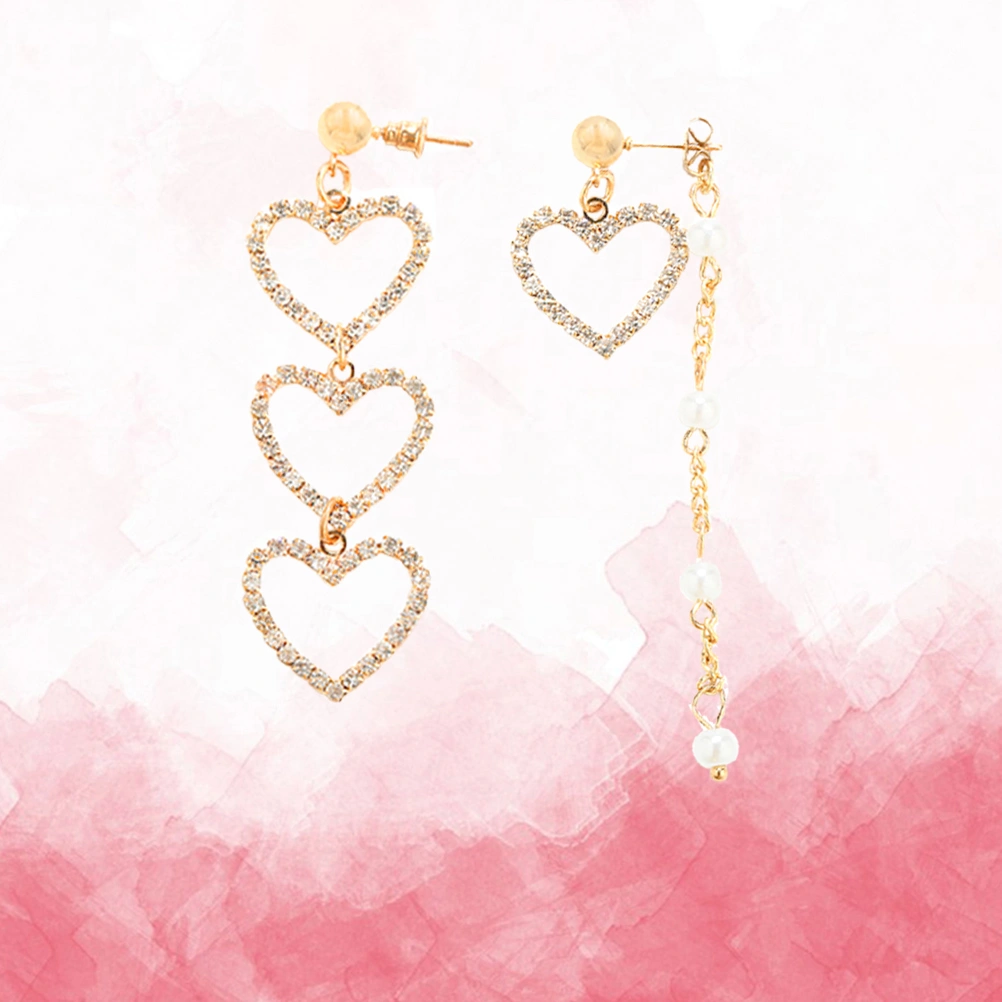 Western Fashion Jewelry Heart-shaped Earrings Elegant Women Stud earrings Party Jewelry (Golden)