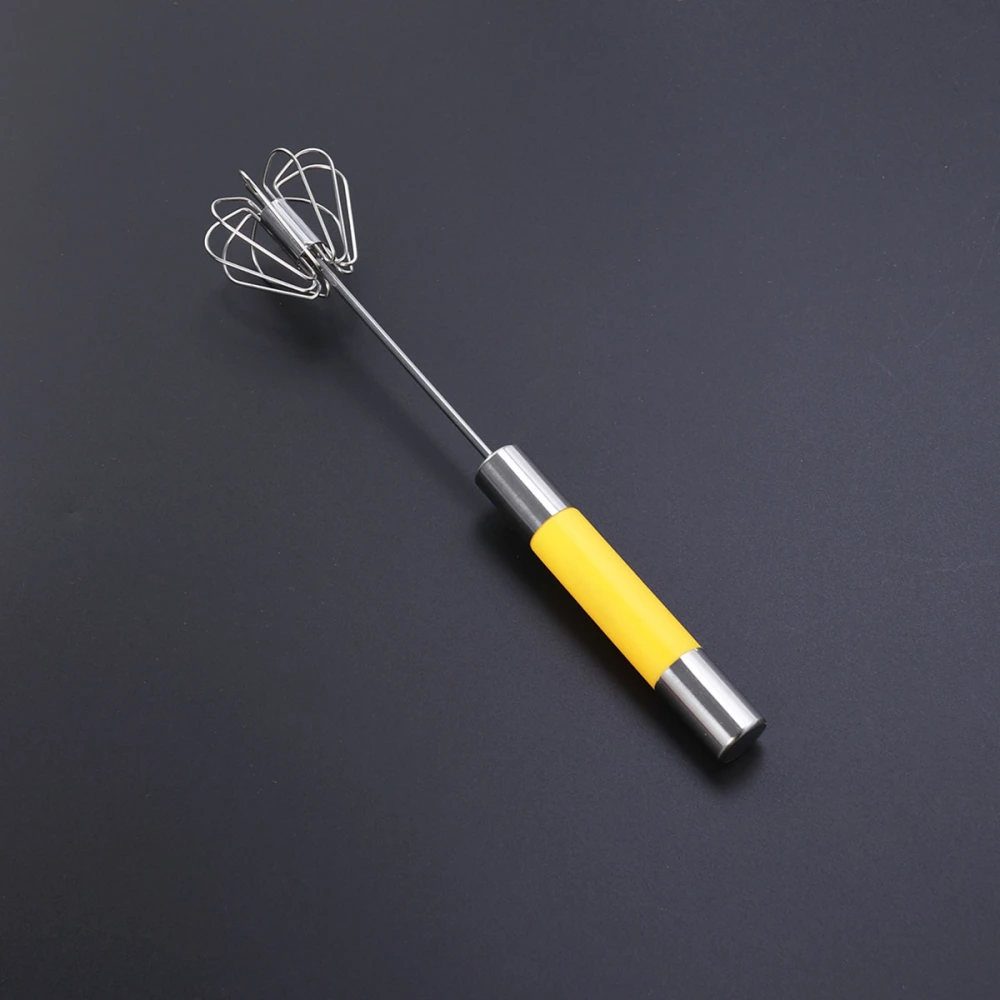 Hand-held Household Kitchen Barber Stainless Steel Paste Stirring Rod Mini Whisk Cream Fight Milk Stick Baking (Yellow)