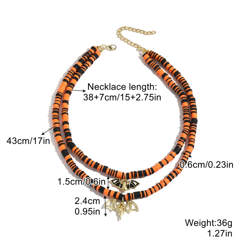 Halloween Necklace Double Layer Clay Bead Necklace Halloween Costume Pendant Necklace