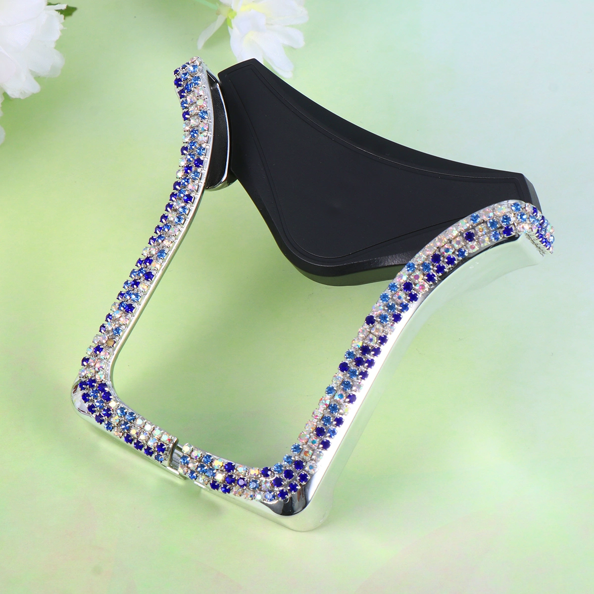 Rhinestone U Shape Car Air Vent Phone Bracket Navigation Telescopic Gravity Holder (Blue)