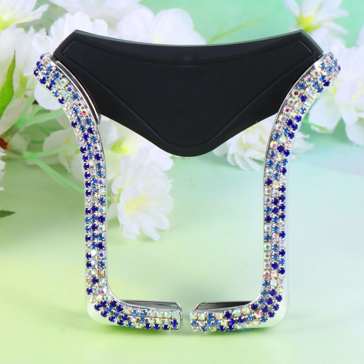 Rhinestone U Shape Car Air Vent Phone Bracket Navigation Telescopic Gravity Holder (Blue)