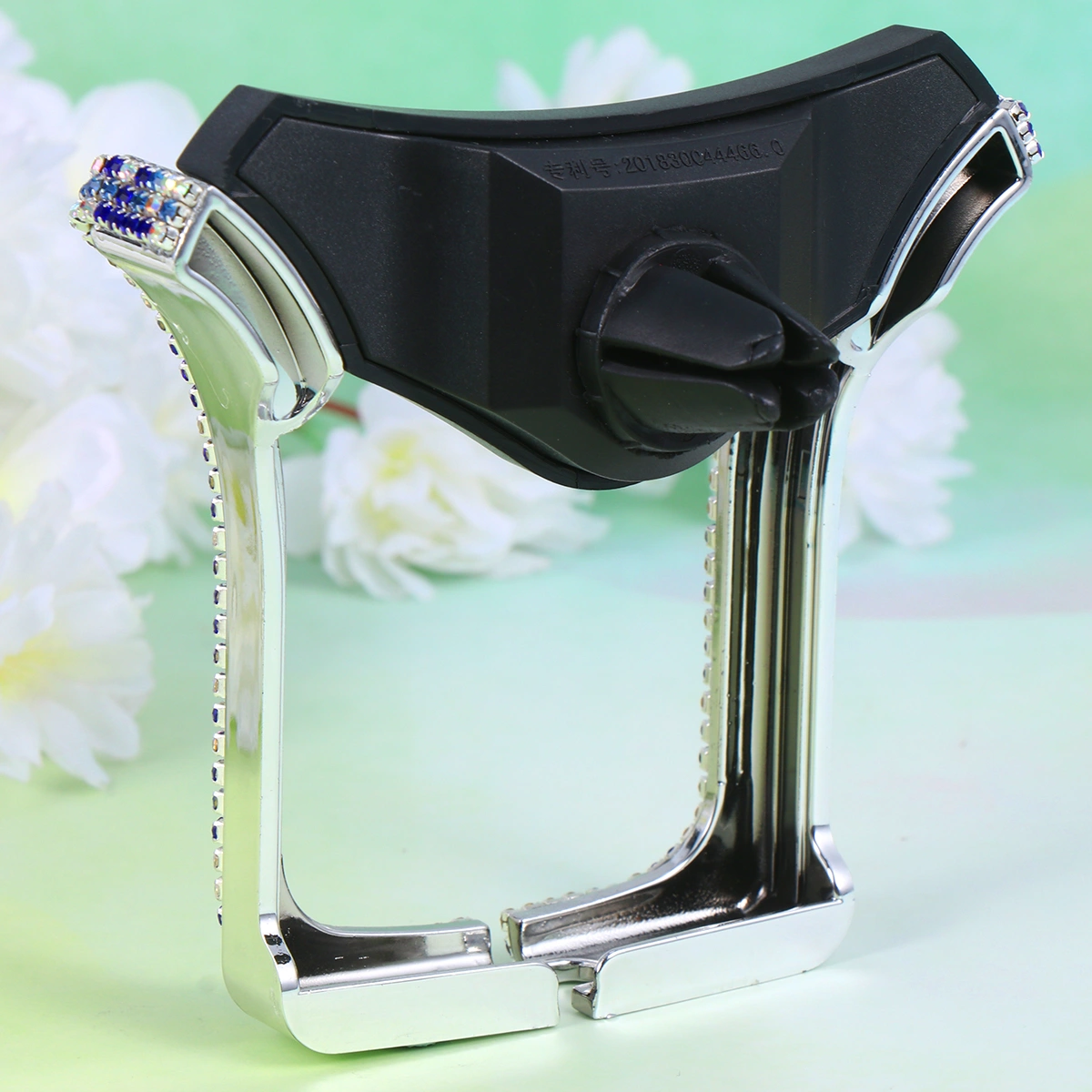 Rhinestone U Shape Car Air Vent Phone Bracket Navigation Telescopic Gravity Holder (Blue)