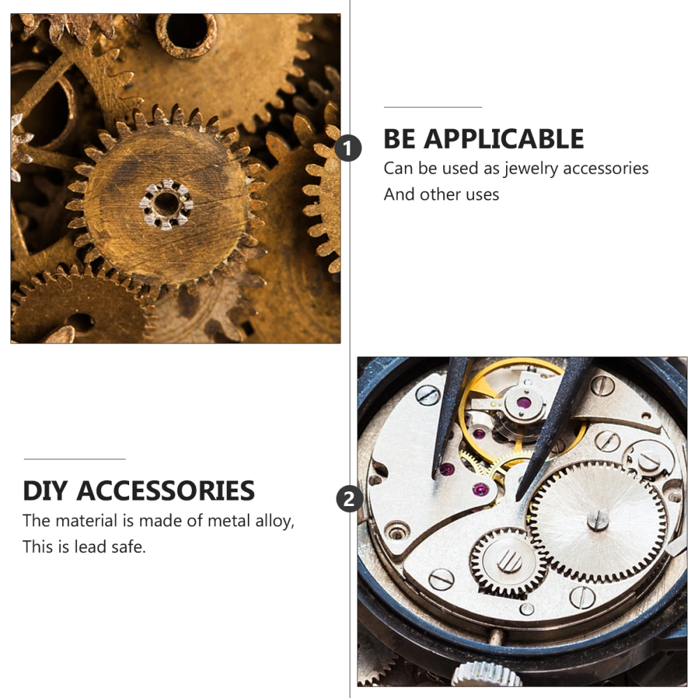 100PCS DIY Retro Gear Accessories Vintage Metal Steampunk Jewelry Making Charms Cog Watch Wheel (Mixed Color)