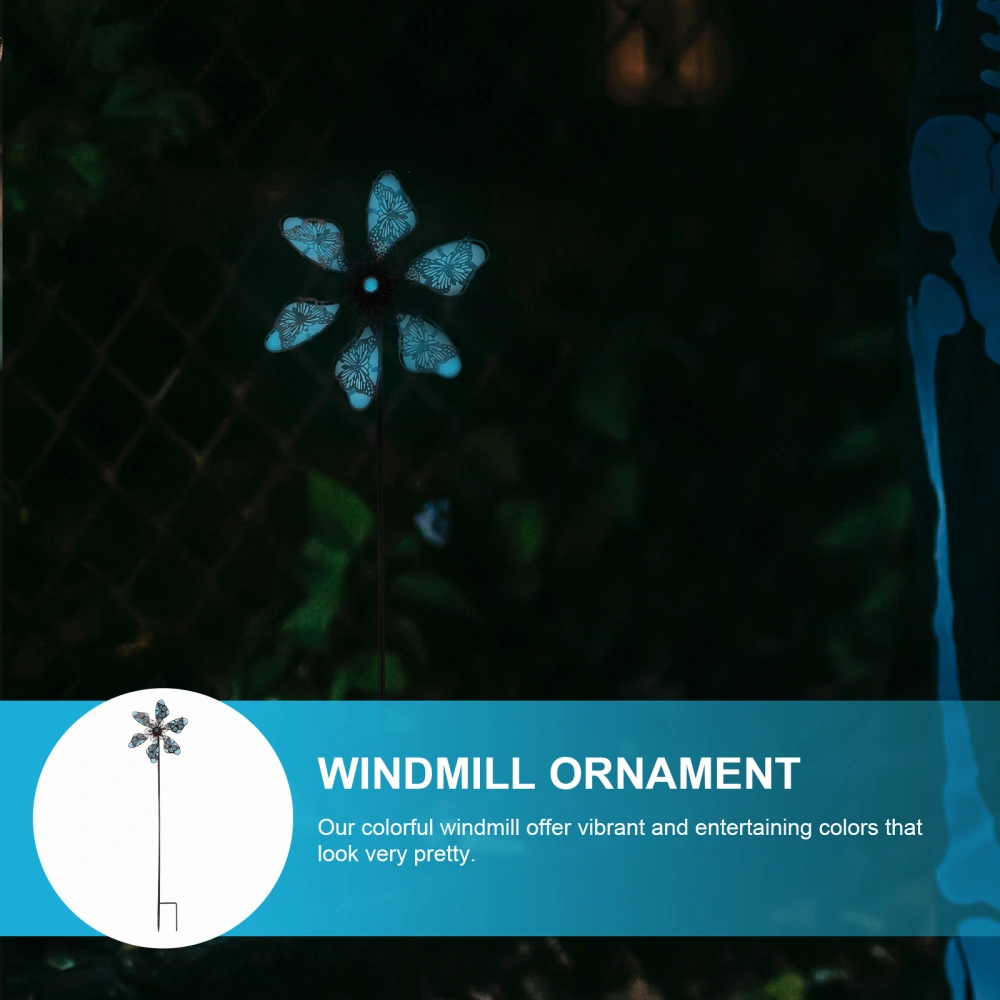 1pc Iron Art Garden Windmill Luminous Butterfly-shaped Outdoor Rotatory Windmill