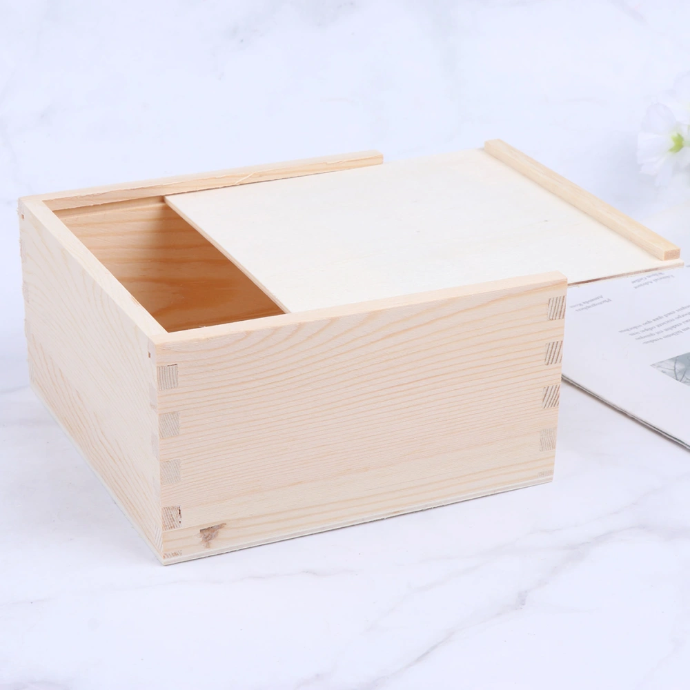 1Pc 14.7x14.6x7.6cm Wooden Gift Box with Push Cover Simple Square Jewelry Gift Case Bracelet Storage Box Gift Holder for Birthday Party