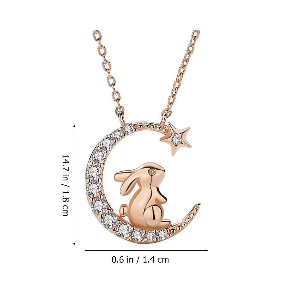 Rhinestone Neck Chain Necklace Exquisite Girl Necklaces Moon Star Necklace