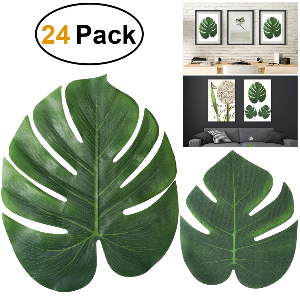 NICEXMAS 24pcs Artificial Tropical Palm Leaves Simulation Leaf for Hawaiian Luau Party Jungle Beach Theme Party Decorations