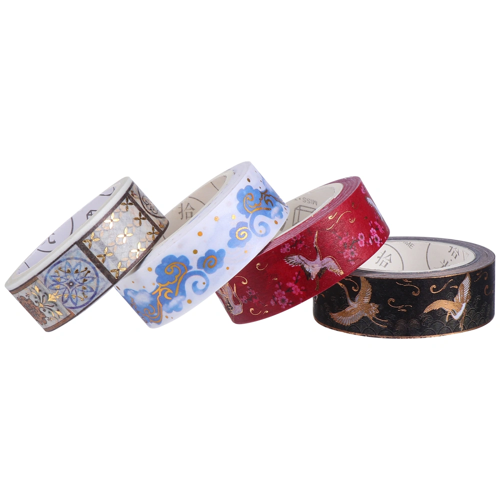 4 Rolls Gold Foil Washi Masking Tapes Decorative Washi Tape Set Random Pattern