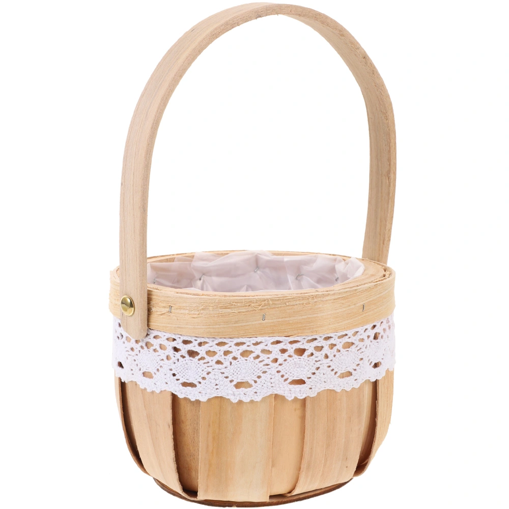 1PC Woven Flower Basket Portable Storage Basket for Home Garden Store Yard (Pumpkin Basket)