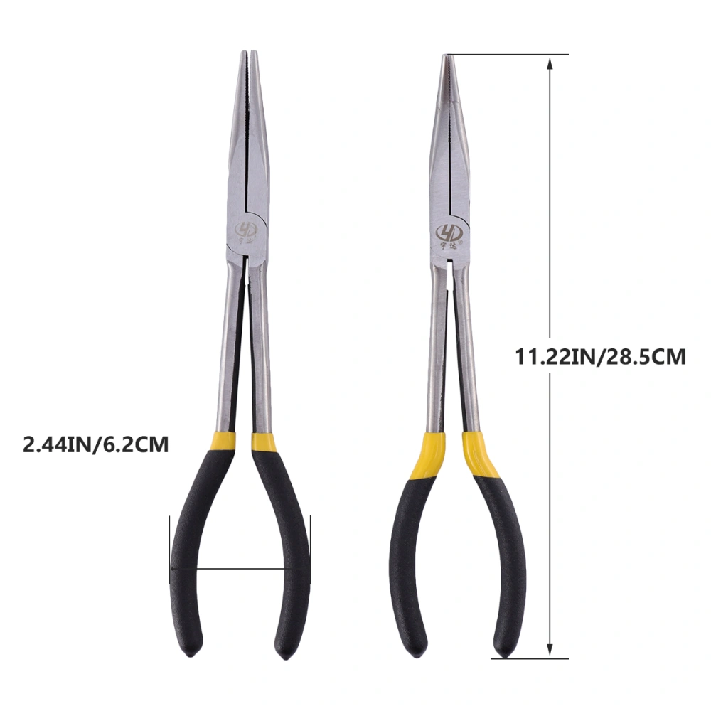 2pcs 11 Inches Multi-functional Curved Nose Pliers Household Pliers Long Flat Nose Pliers Car Emergency Tool for Outside Outdoor Car