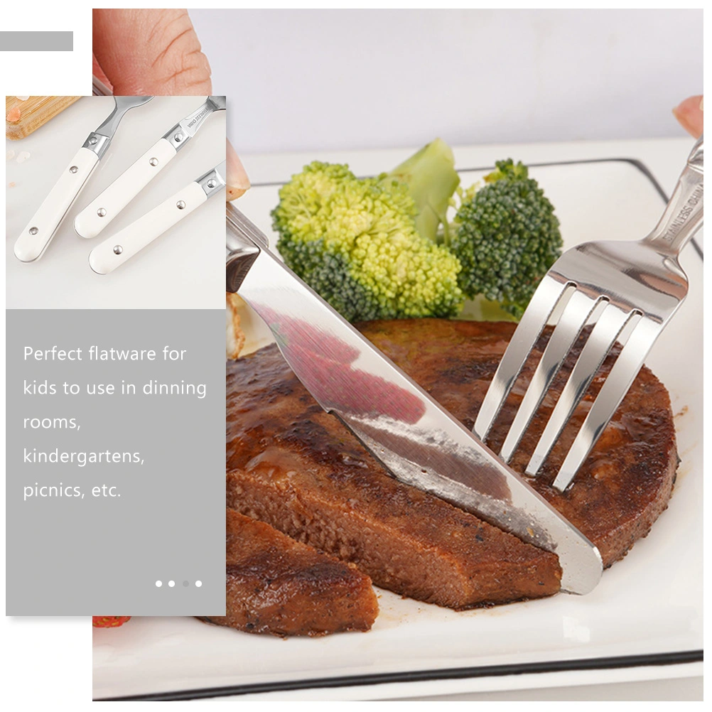2Pcs Kids Fork with Spoon Stainless Steel Kid Tableware Kid Flatware for Daily Use