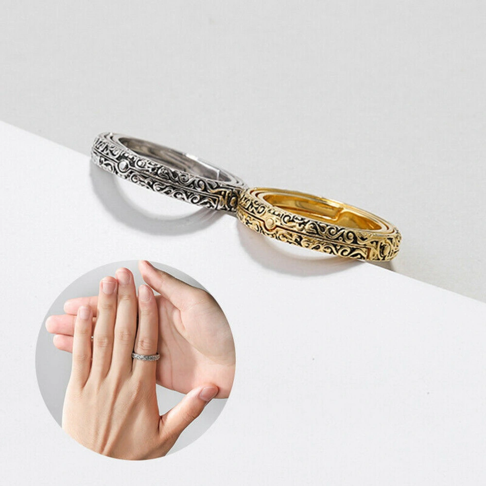 Retro Astronomical Sphere Ball Ring Foldable Cosmic Finger Ring Couple Lover Jewelry Gifts (Golden, NO.8)